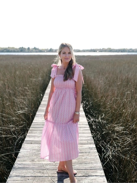 Tuckernuck Dresses & Skirts - Tuckernuck x Cameran Eubanks Love Letters Smocked Chalmers pink Midi Dress Sz M